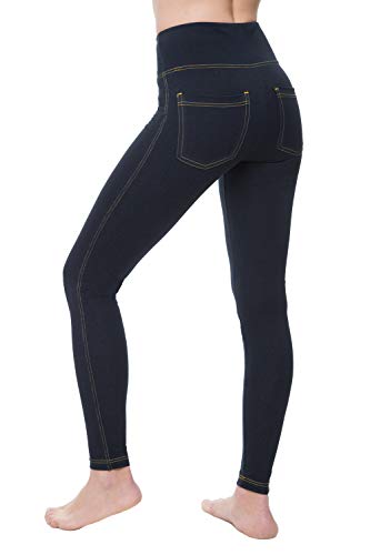 Nirlon Damen Jeggings Hohe Taille Bauchweg Jeans Leggings mit Taschen für Frauen, Dunkle Jeans, 42 von NIRLON