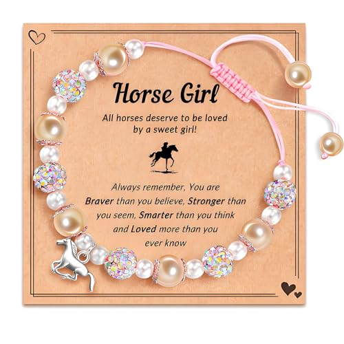 NISENTIA Armband Pferd mit Karte, Pferde Mädchen Geschenk Verstellbare Armband Kinder Mädchen Armbänder Pferdearmband Kinderarmband Rosa Kleine Schmuck Süße Sachen kinderschmuck NISENTIA Armband Pferd mit Karte, Pferde Mädchen Geschenk Verstellbare Armband Kinder Mädchen Armbänder Pferdearmband Kinderarmband Rosa Kleine Schmuck Süße Sachen kinderschmuck von NISENTIA