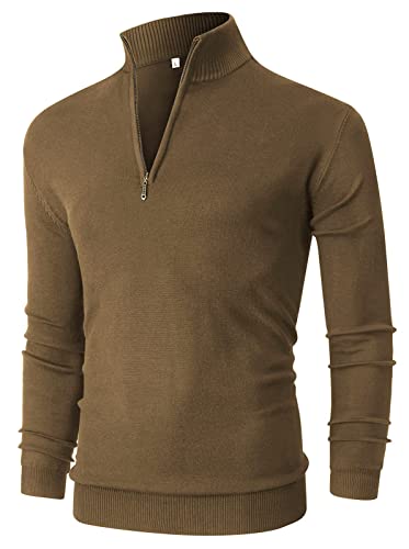 NITAGUT Herren Pullover 1/4 Zip Sweaters Rollkragenpullover Winter Warm Business/Boss Pullover für Männer,Dunkles Khaki,XL von NITAGUT