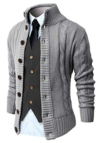 NITAGUT Strickjacken für Herren schlank Winter lässige Cardigans Herren Strickpullover Langarm warm,Grau,Klein von NITAGUT