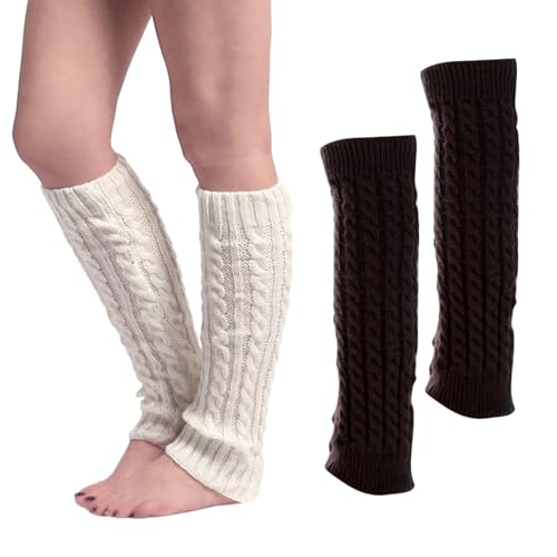 NITAIUN 2 Paar Damen Frauen Winter Crochet Stricken, Lange Gestrickt Beinwärmer Legwarmers Schwarz Beinwärmer Knöchelwärmer für Frauen Winterwärmer Ballett Fitness Yoga (2 Paar) von NITAIUN