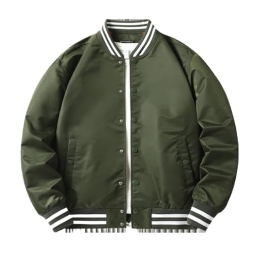 NITRY Jacke Herren Casual Sport Einfarbig Langarm Jacke Herren Komfortabel Warm Outdoorjacke Herren Jugend Mode Trend Bomberjacken Herren M-Army Green L von NITRY