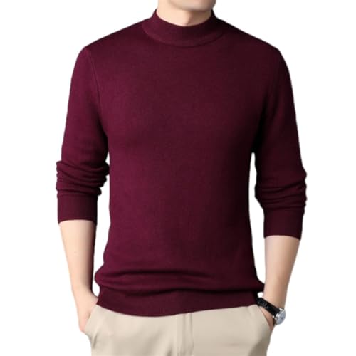 NITRY Sweater Herren Slim Fit Komfortabel Warm Knit Sweater Herren Jugend All-Match Klassisch Langarm Sweater Herren Weich Casual Mode Basic Sweater Herren I-Wine Red 3XL von NITRY