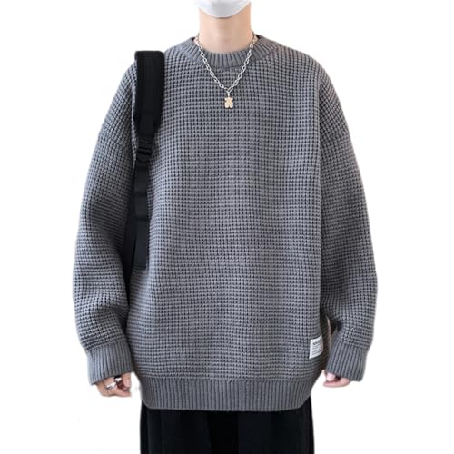 NITRY Sweater Herren Temperament Trend Knit Sweater Herren Slim Fit Warm Komfortabel Langarm Sweater Herren Casual Mode All-Match Basic Sweater Herren E-Light Grey XL von NITRY
