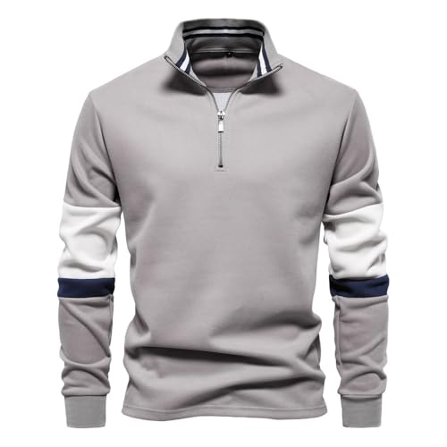 NITRY Sweatshirt Herren Casual Mode Sport Pulloversweatshirt Slim Fit Trend Komfortabel Pullover Jugend Klassisch All-Match Langärmeligessweatshirt B-Grey XL von NITRY