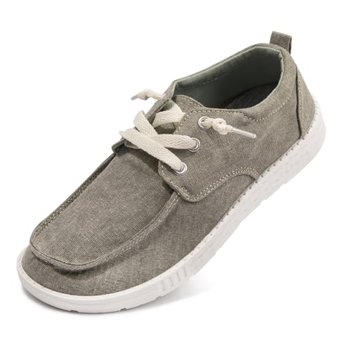 Damen Slip-on Loafers Casual Canvas Loafers Bequeme Atmungsaktive Sneaker Leichte Wanderschuhe Freizeitschuhe, GRAU, 38.5 EU von NITTI