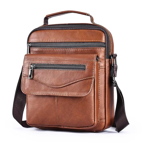 NIUCUNZH Herren-Umhängetasche aus echtem Leder, kleine Kuriertasche, Braun NIUCUNZH Herren-Umhängetasche aus echtem Leder, kleine Kuriertasche, Braun von NIUCUNZH