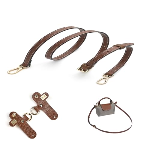 NIUDYP Leder Schultergurt für Mini Taschen Damen, Verstellbarer Trageriemen 90-120 cm, Crossbody Gurt mit 2 Adapter, 12 mm Breite Echtleder, Braun von NIUDYP