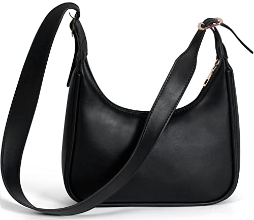 NIUEIMEE ZHOU Crossbody-Taschen für Damen, veganes Leder, klassische Clutch, Schultertasche, Handtasche mit verstellbarem Riemen, Schwarz von NIUEIMEE ZHOU