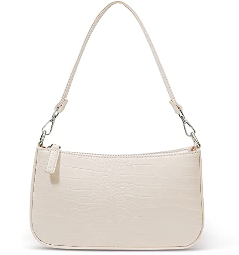 NIUEIMEE ZHOU Kleine Umhängetasche mit 2 abnehmbaren Trägern Crossbody Clutch Handtasche für Frauen, Beige mit Krokodilmuster, Small von NIUEIMEE ZHOU