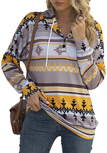 NIUHE Damen Hoodie Pullover Sweatshirt Lässiges Druckmuster Bequeme Mode Dünnschliff Frühling und Herbst(Gelb,S) von NIUHE