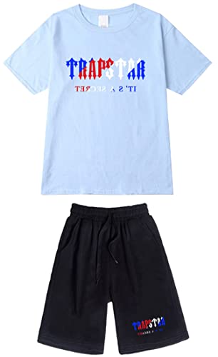 NIUHE Tiger Printed Herren Trainingsanzug Sets T-shirts Kurzarm Freizeit Jogginganzug 2-teilig Kurzarm Und Sporthose Kurzarmanzug(Blau 003,XL) von NIUHE