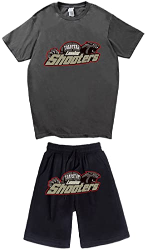 NIUHE Tiger Printed Herren Trainingsanzug Sets T-shirts Kurzarm Freizeit Jogginganzug 2-teilig Kurzarm Und Sporthose Kurzarmanzug(Dunkelgrau 001,M) von NIUHE