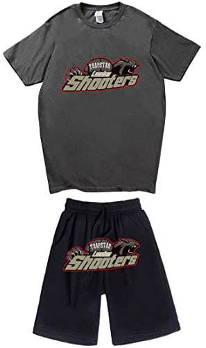 NIUHE Tiger Printed Herren Trainingsanzug Sets T-shirts Kurzarm Freizeit Jogginganzug 2-teilig Kurzarm Und Sporthose Kurzarmanzug(Dunkelgrau 001,S) von NIUHE
