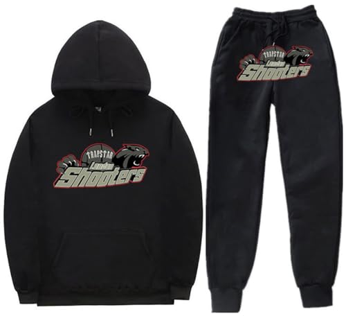 NIUHE Tiger Printed Trainingsanzug Sets Herren Freizeit Jogginganzug 2-teilig Kapuzenjacke mit Kapuze Und Taschen Sporthose Kapuzenpullover(0-Schwarz 001,L) von NIUHE