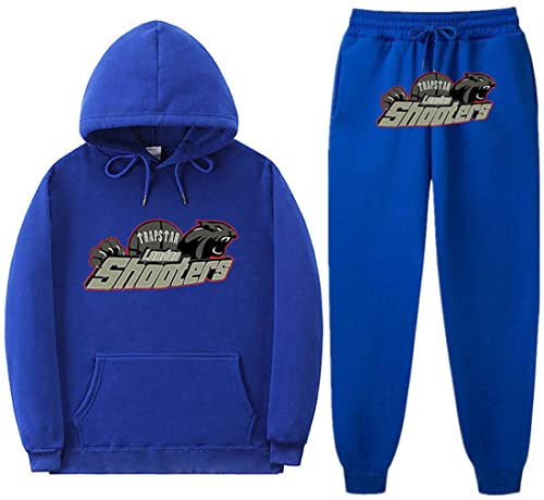 NIUHE Tiger Printed Trainingsanzug Sets Herren Freizeit Jogginganzug 2-teilig Kapuzenjacke mit Kapuze Und Taschen Sporthose Kapuzenpullover(Blau 001,L) von NIUHE