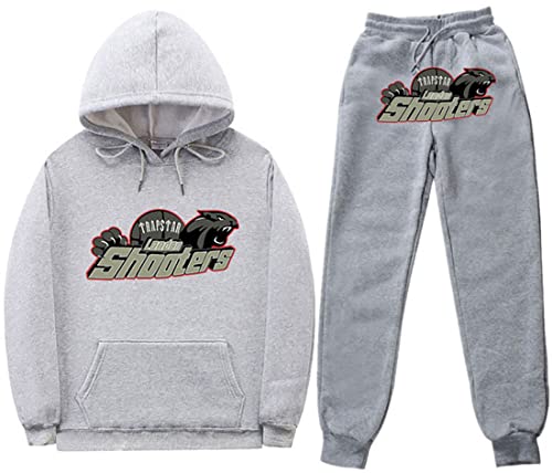 NIUHE Tiger Printed Trainingsanzug Sets Herren Freizeit Jogginganzug 2-teilig Kapuzenjacke mit Kapuze Und Taschen Sporthose Kapuzenpullover(Hellgrau 001,L) von NIUHE