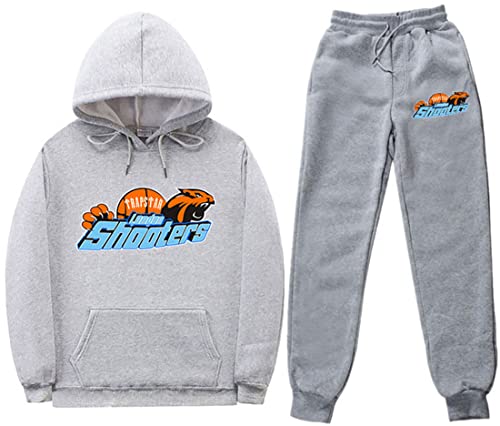 NIUHE Tiger Printed Trainingsanzug Sets Herren Freizeit Jogginganzug 2-teilig Kapuzenjacke mit Kapuze Und Taschen Sporthose Kapuzenpullover(Hellgrau 002,S) von NIUHE