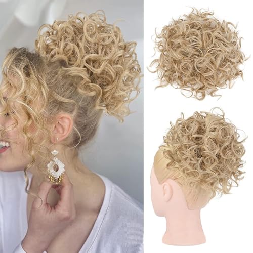 Haarknoten, Haarteil mit Kordelzug und unordentlichem Dutt for Damen für Damen(Gold) von NIUHUAHUI