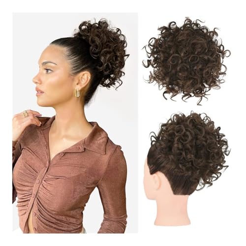 Haarknoten Damen-Haarknoten mit lockigem Haar, europäischer und amerikanischer unordentlicher, kleiner, gekräuselter Kunstfaser-Perücken-Haarschmuck mit Kordelzug Pferdeschwanz für Einclipsen für lock von NIUHUAHUI