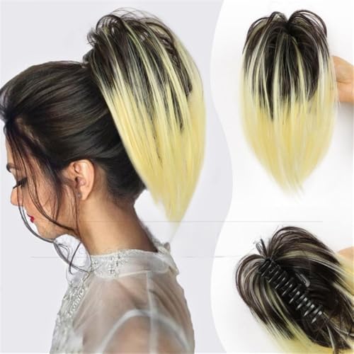 Haarknoten Hühnerstall Kugelkopf Perücke Greifclip Hot Girl Kopfschmuck Haarpaket Lazy Fluffy Dish Perücke Hai Clip Perücke Haarring Pferdeschwanz für Einclipsen für lockiges Haar(Golden yellow) von NIUHUAHUI