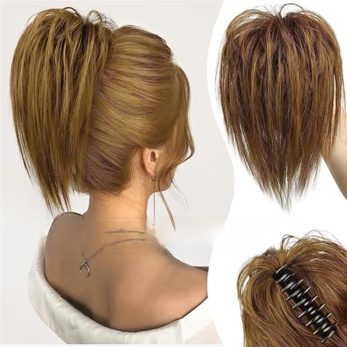 Haarknoten Hühnerstall Kugelkopf Perücke Greifclip Hot Girl Kopfschmuck Haarpaket Lazy Fluffy Dish Perücke Hai Clip Perücke Haarring Pferdeschwanz für Einclipsen für lockiges Haar(Light brown) von NIUHUAHUI