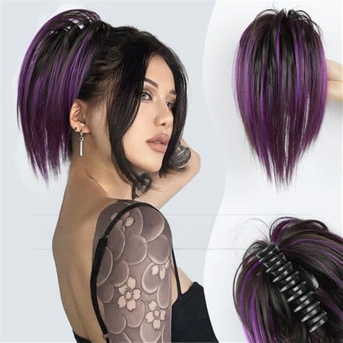 Haarknoten Hühnerstall Kugelkopf Perücke Greifclip Hot Girl Kopfschmuck Haarpaket Lazy Fluffy Dish Perücke Hai Clip Perücke Haarring Pferdeschwanz für Einclipsen für lockiges Haar(Purple) von NIUHUAHUI