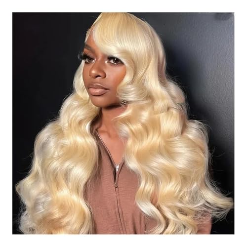 Perücken für Frauen HD Spitze Frontal Perücke 13x4 Körper Welle Echthaar Perücken 30 Zoll Honig Blonde Farbe Perücke Brasilianische 13x4 Spitze Front Perücken for Frauen Lockige Perücke(24inch) von NIUHUAHUI