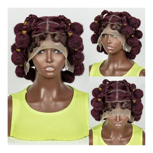 Perücken für Frauen Mode neue Damen volle Spitze kurze chemische Faser Zopf Kopf Set Spitze Zopf Perücke Lockige Perücke(Russet) von NIUHUAHUI