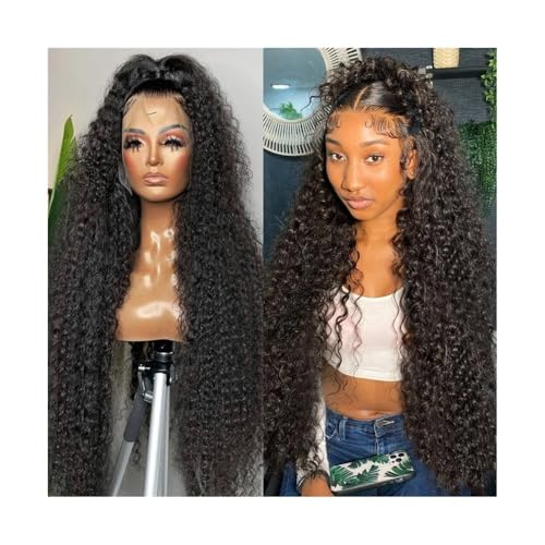 Perücken für Frauen Tiefe Wellen-Spitze-Perücke, klebefrei, 360-Grad-Spitze-Front-Perücken, lange Wellen, lockig, 13 x 4, Echthaar-Spitze-Frontal-Perücken, brasilianisches Remy-Haar, lockige 4 x 4 Spi von NIUHUAHUI