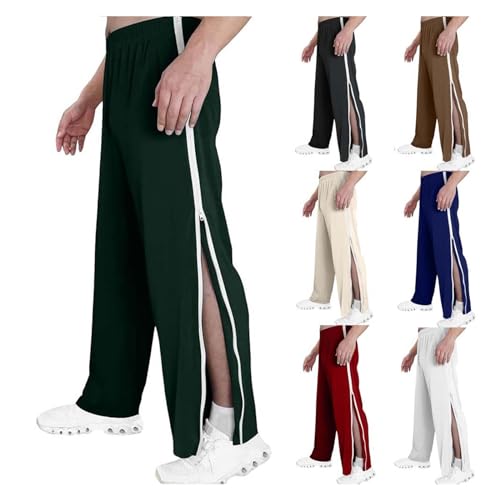 NIULI Reha Hose Herren Jogginghose M-3XL, Reha Hose Herren Jogginghose Mit Seitlichem Reißverschluss Weites Bein Schnellfickerhose Freizeithose Sportswear Hosen(Green,3XL) von NIULI
