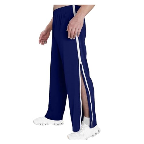 NIULI Reha-Hose for Damen Und Herren – Seitliche Öffnung – Jogginghose Mit Durchgehendem Reißverschluss – Modisch Mit Tasche – Freizeithose(Dark Blue,XL) von NIULI