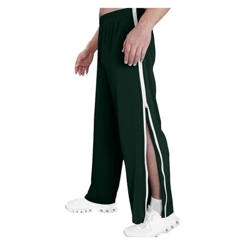 NIULI Reha-Hose for Damen Und Herren – Seitliche Öffnung – Jogginghose Mit Durchgehendem Reißverschluss – Modisch Mit Tasche – Freizeithose(Green,3XL) von NIULI