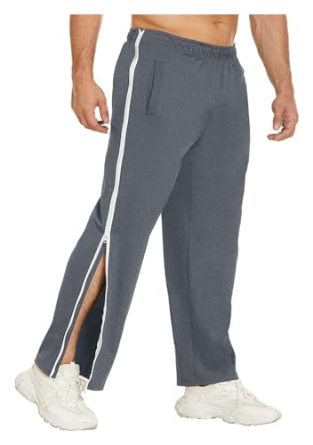 Weites Bein Schnellfickerhose M-3XL, Reha Hose Damen Herren Seitlich Zu Öffnen a Baggy Mit Seitlichem Und Reißverschluss Am Bein Weites Bein Schnellfickerhose Sporthose(Gray,3XL) von NIULI
