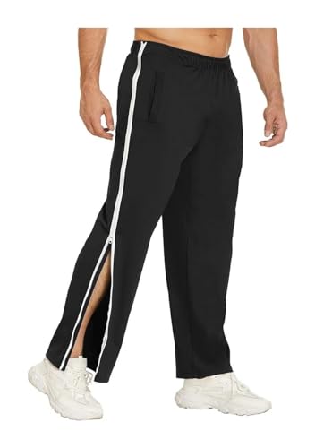 Weites Bein Schnellfickerhose M-3XL, Reha Hose Damen Herren Seitlich Zu Öffnen a Baggy Mit Seitlichem Und Reißverschluss Am Bein Weites Bein Schnellfickerhose Sporthose(Noir,XL) von NIULI