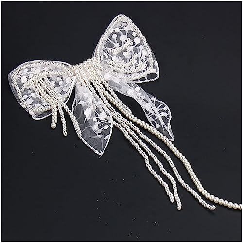 Band Bowknot Haarnadel Haarspange for Frauen Perle Quaste Hochzeit Schleier Haarspangen weiße Farbe Kopfschmuck Braut Haarschmuck(2) von NIULIniuli