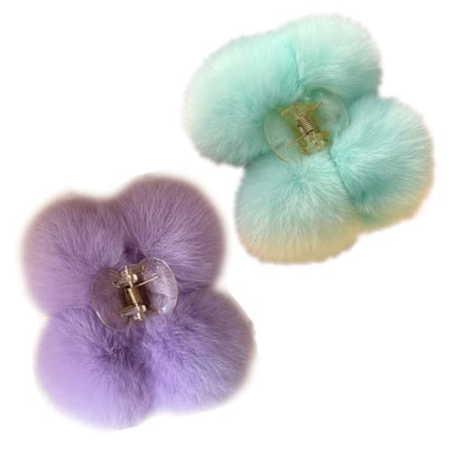 Claw Clips Barrettes,Plush Hair Catch. Haarhalter aus Kaninchenfell, rutschfeste Haarklammern for Frauen, Haarspange, Backenklemmen for dickes Haar, Haarnadel(C 2Pack) von NIULIniuli