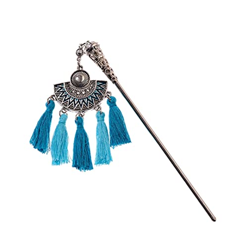 Damen Vintage Fransen Haarschmuck Boho Haarnadel Sommer Ethno Feder Chinoiserie Haarspange Stil 10(Multicolor) von NIULIniuli