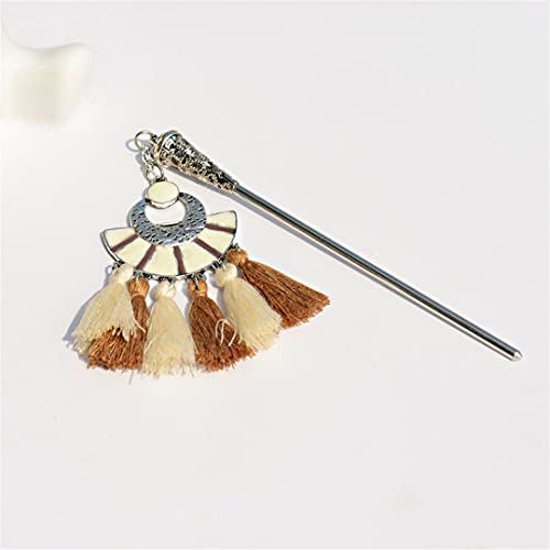 Damen Vintage Fransen Haarschmuck Boho Haarnadel Sommer Ethno Feder Chinoiserie Haarspange Stil 7(Style 3) von NIULIniuli