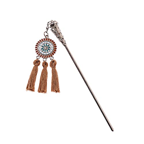 Damen Vintage Fransen Haarschmuck Boho Haarnadel Sommer Ethno Feder Chinoiserie Haarspange Stil 7(Style 7) von NIULIniuli