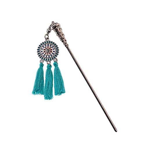 Damen Vintage Fransen Haarschmuck Boho Haarnadel Sommer Ethno Feder Chinoiserie Haarspange Stil 7(Style 8) von NIULIniuli