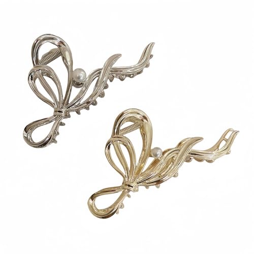 Haarspangen, 2 Stück, Damen-Haarspangen, goldenes und silbernes Metall, for den Hinterkopf, Hai-Clips, große Haarspangen von NIULIniuli