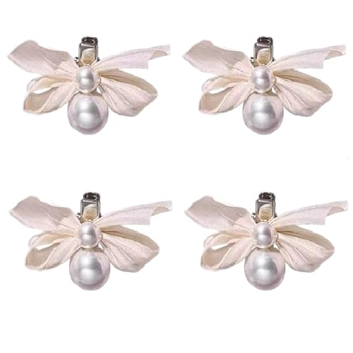 Haarspangen, Perlen-Haarnadel mit Schleife for Frauen, mit seitlichem Pony-Clip, kleine Haarnadel mit Entenschnabel-Clip, Haar-Accessoires(2 Pairs) von NIULIniuli