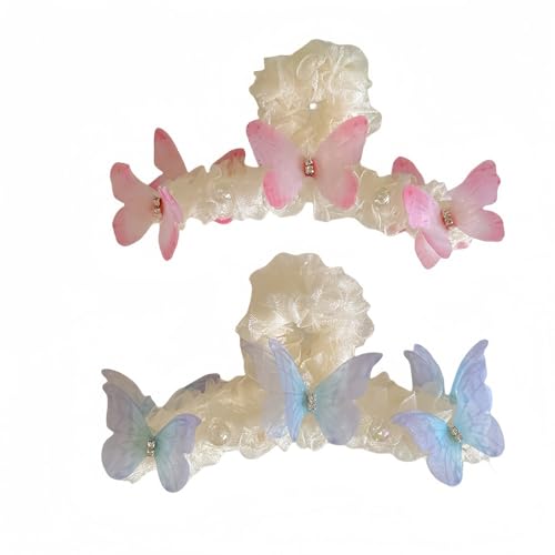 Haarspangen, Schmetterlings-Mesh-Haarspange for Frauen, Haarnadel for Hinterkopf, große Kopfbedeckung mit Hai-Clip(Mix) von NIULIniuli