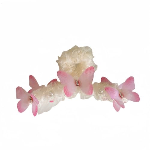 Haarspangen, Schmetterlings-Mesh-Haarspange for Frauen, Haarnadel for Hinterkopf, große Kopfbedeckung mit Hai-Clip(Pink) von NIULIniuli