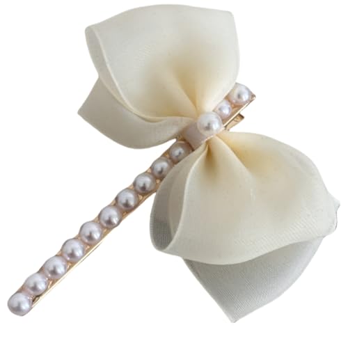 Haarspangen Entenschnabel Clip Haarnadel mit Mesh Schleife Clip Pony Clip for Frauen Haarschmuck Clip Top Clip(Beige) von NIULIniuli