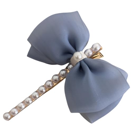 Haarspangen Entenschnabel Clip Haarnadel mit Mesh Schleife Clip Pony Clip for Frauen Haarschmuck Clip Top Clip(Blue) von NIULIniuli
