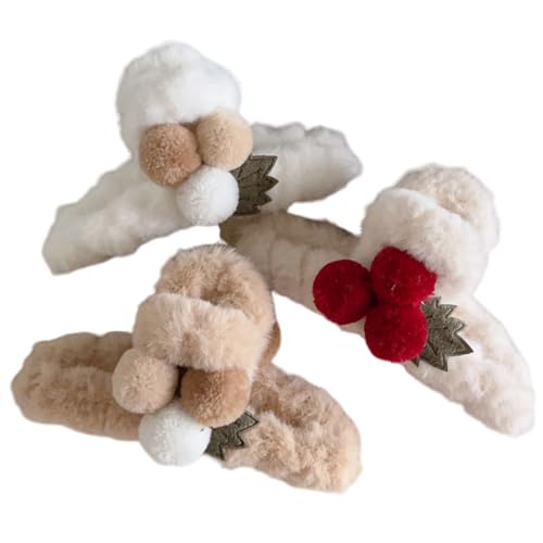 Haarspangen Haarnadel mit braunem Haarball-Clip for Frauen, Hinterkopf-Haarnadel-Kopfbedeckung mit Plüsch-Haifisch-Clip(Mix) von NIULIniuli