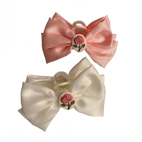 Haarspangen Haarnadel mit rosa Schleife for Frauen, große Haarspange for Hinterkopf, Haarschmuck mit Hai-Clip(Mix) von NIULIniuli