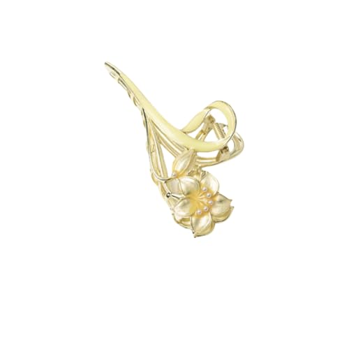 Metal Claw Clips,Pearl HairClips,Clips Large Plush Haarspangen, Lilien-Blumen-Haarspange, große Haarspange for Frauen, Hinterkopf, Hai-Clip, Kopfschmuck for Frauen(Light yellow) von NIULIniuli
